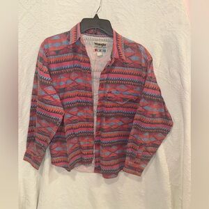 Vintage Wrangler Multi Color Geometric Button Up u2